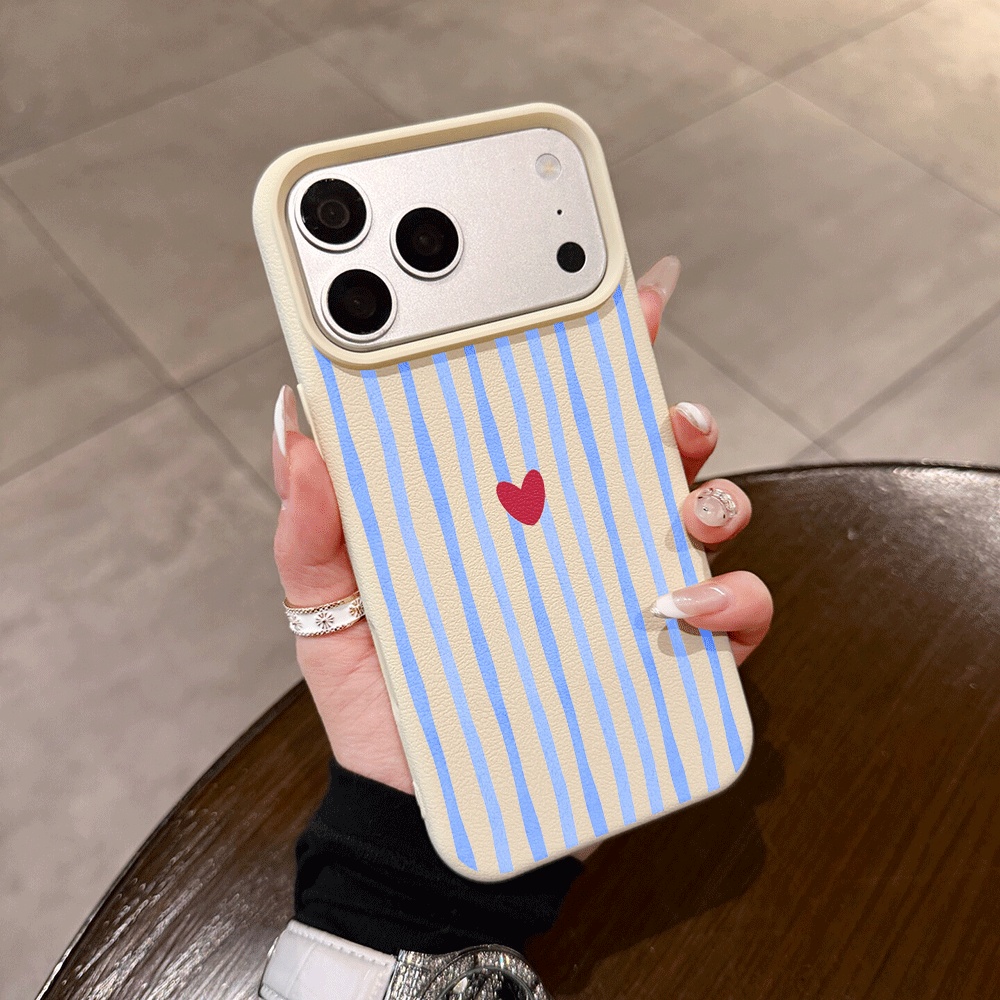 Apple Iphone 16 - Casing Ponsel Motif Garis Vertikal Hati